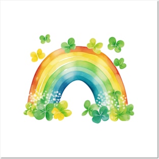 Watercolor St patricks day Rainbow Posters and Art